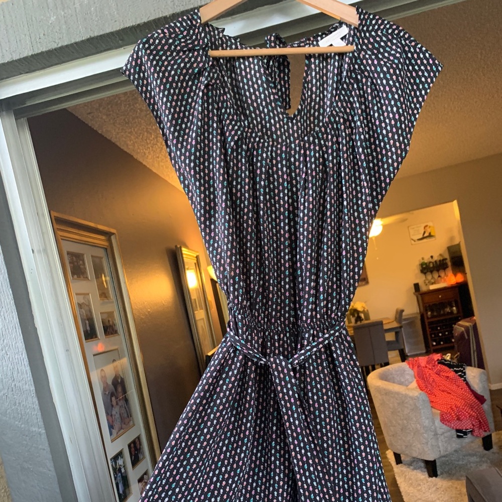 Scoop neck, wrap dress